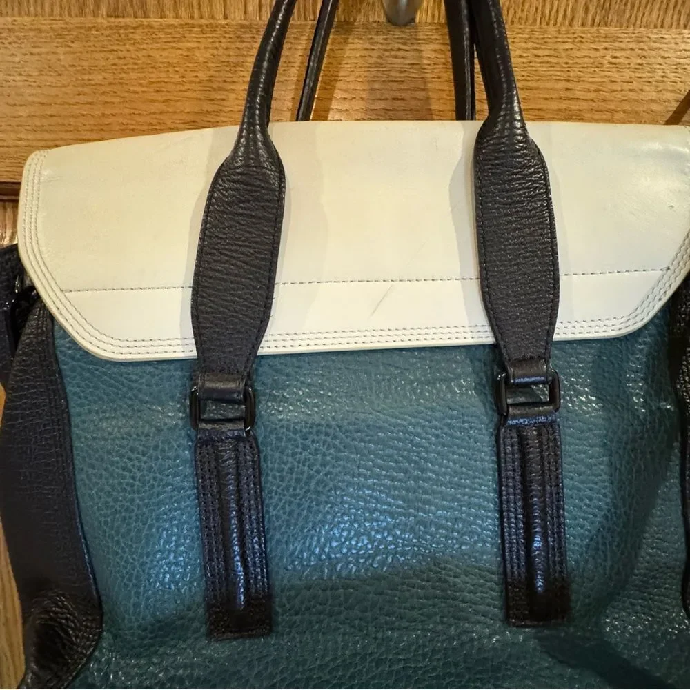 3.1 Phillip Lim Pashli Teal Colorblock Leather Bag
